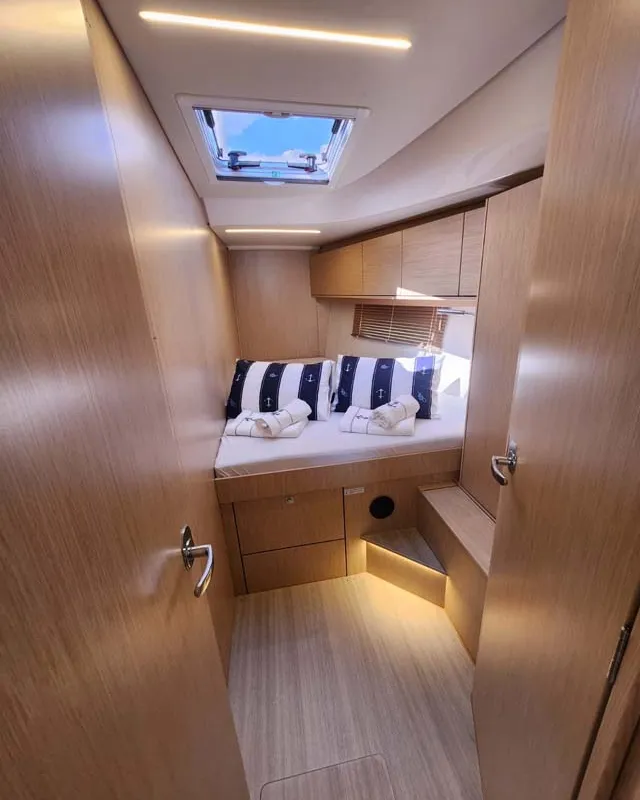 Cabin on Nonica, a Bavaria C46 sailboat at Split, Croatia