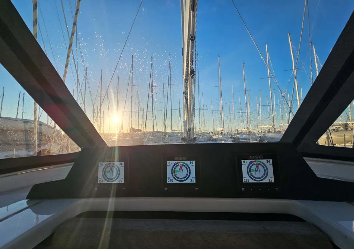 Cockpit of Nonica, a Bavaria C46 sailboat at Split, Croatia