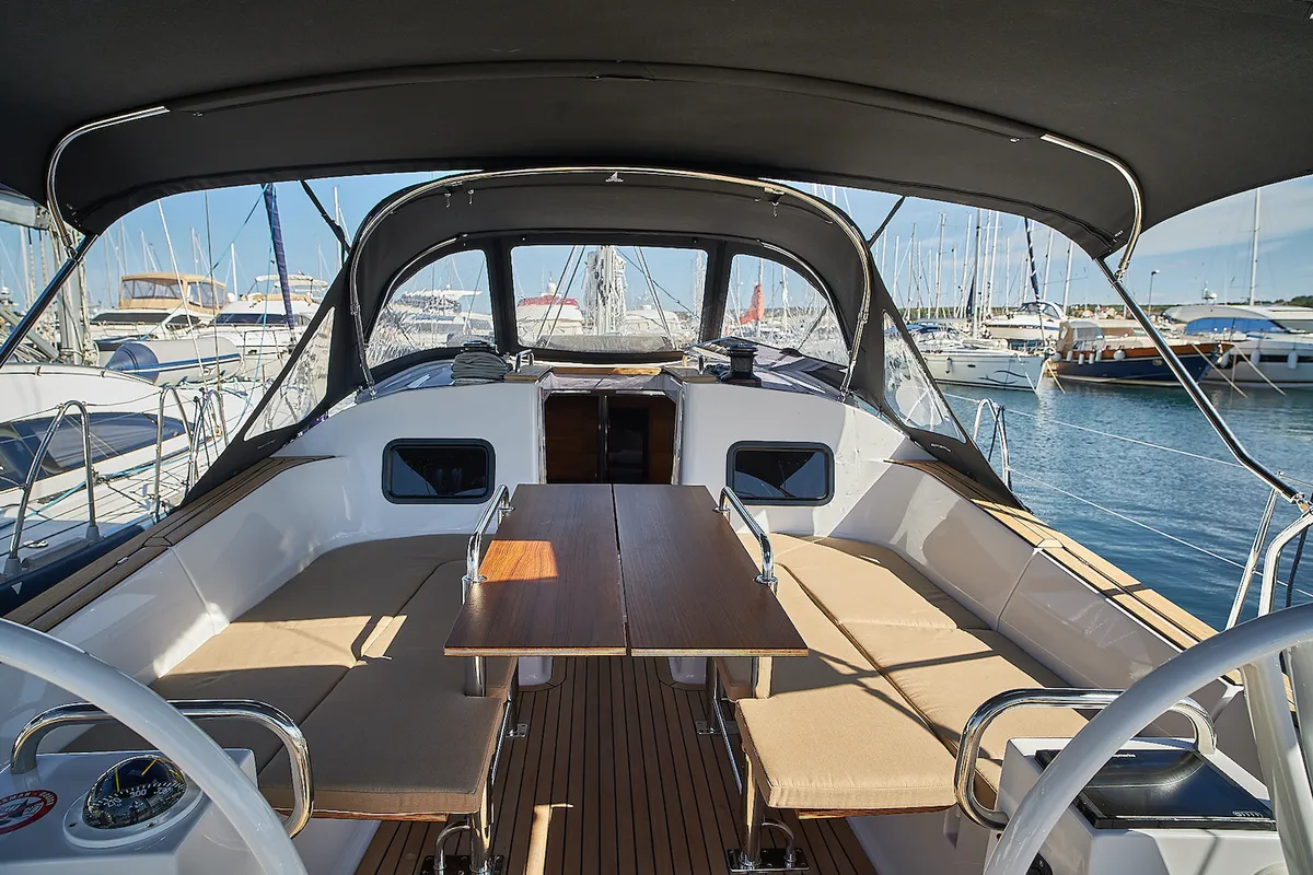 Enya, a Elan Impression 45.1 sailboat at Biograd na Moru, Croatia
