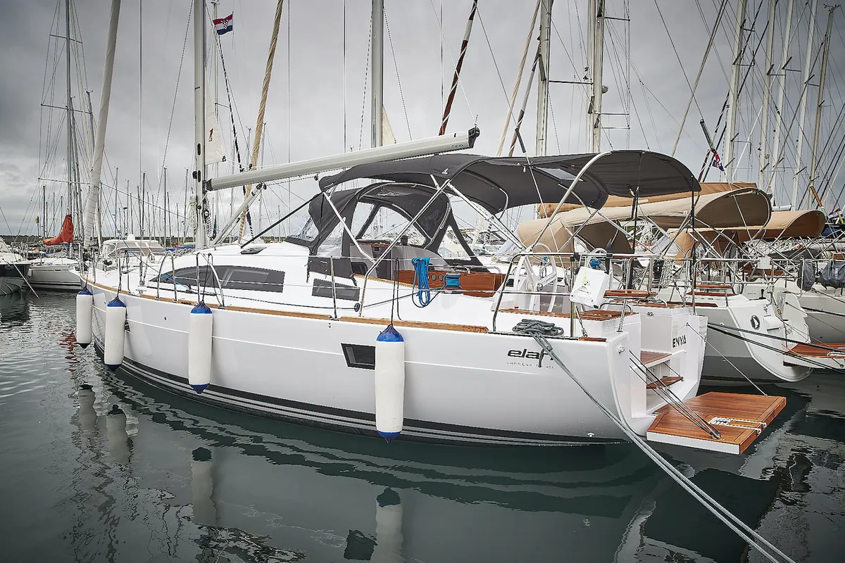 Enya, a Elan Impression 45.1 sailboat at Biograd na Moru, Croatia