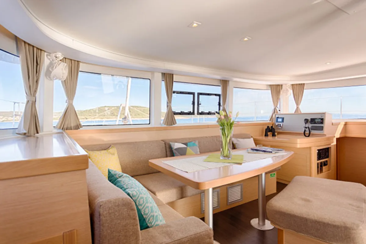 Salon of L42-20A, a Lagoon 42 catamaran at Athens, Greece
