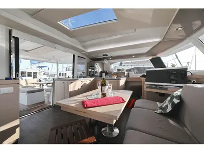 Salon of OCEAN RUNNER, a Fountaine Pajot Astréa 42 catamaran at Općina Medulin, Croatia