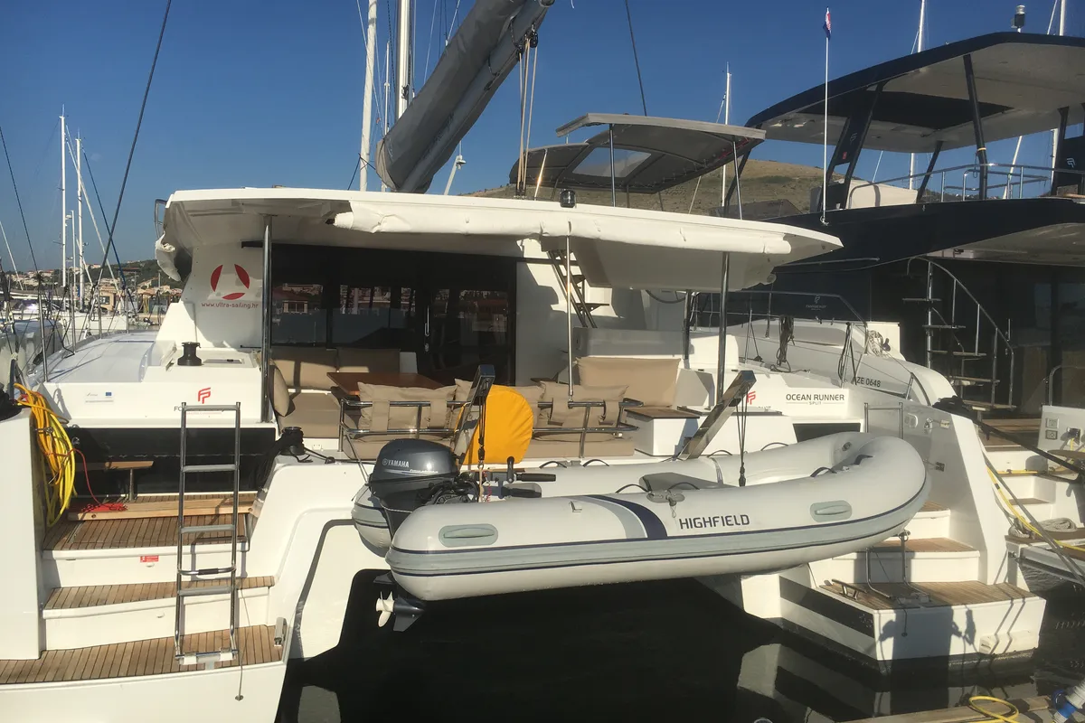 Exterior view of OCEAN RUNNER, a Fountaine Pajot Astréa 42 catamaran at Općina Medulin, Croatia