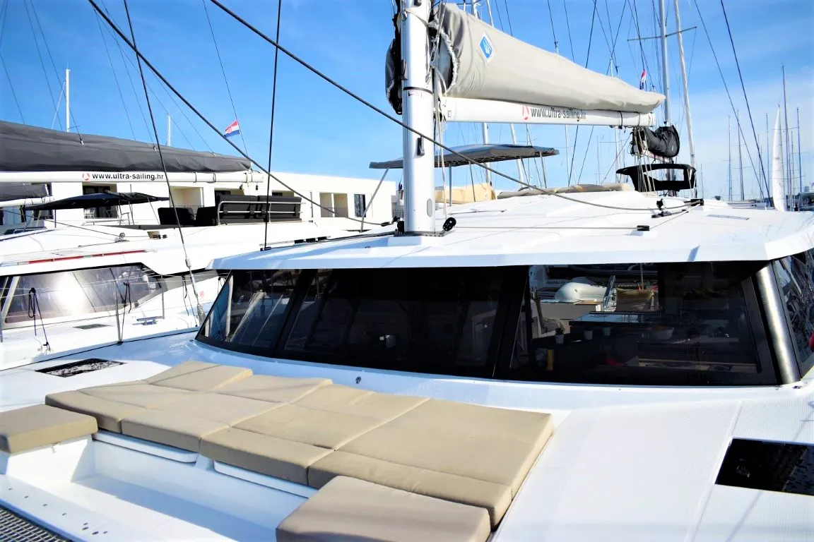 Deck of OCEAN RUNNER, a Fountaine Pajot Astréa 42 catamaran at Općina Medulin, Croatia