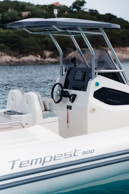 Cockpit of Classic, a Gulet Motorboat motorboat at Poltu Quatu, Italy