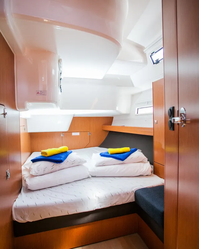 Cabin on Game Point, a Bavaria Cruiser 51 sailboat at Dubrovnik, Croatia