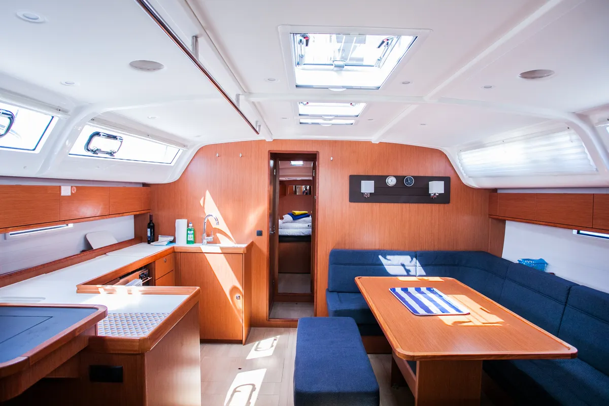 Salon of Game Point, a Bavaria Cruiser 51 sailboat at Dubrovnik, Croatia