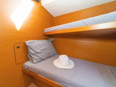 Cabin on Eva , a Jeanneau Sun Odyssey 519 sailboat at Parikia, Greece