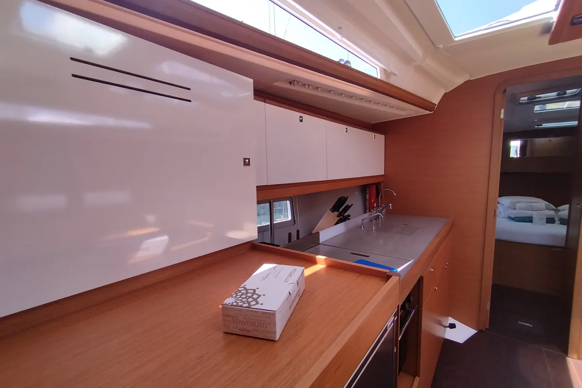 Galley of Yaya, a Dufour 390 sailboat at Olbia, Italy