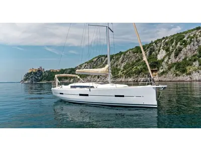 Nab, a Dufour 412 Grand large sailboat at Baiona, Spain