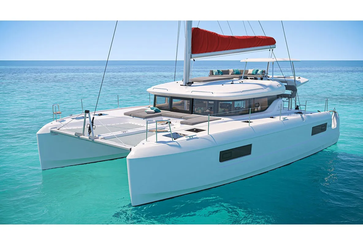 Exterior view of Premium, a Lagoon 43 catamaran at Papeete, France