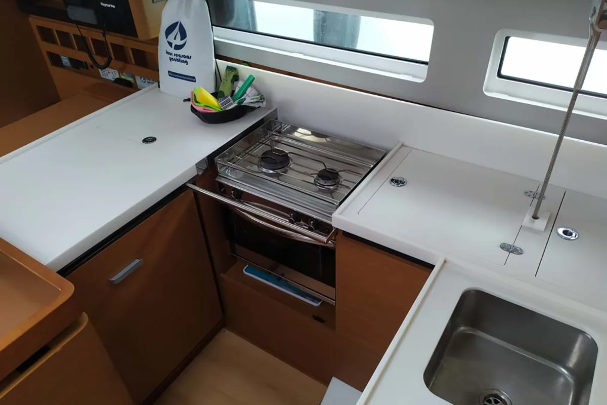 Galley of Uccelli, a Jeanneau Sun Odyssey 440 sailboat at Trogir, Croatia