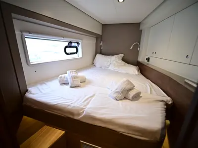 Cabin on Res23, a Bali 4.2 catamaran at Olbia, Italy