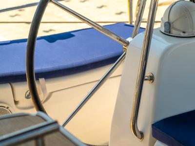Cockpit of Premium, a Beneteau Oceanis 40 sailboat at Fethiye, Turkey
