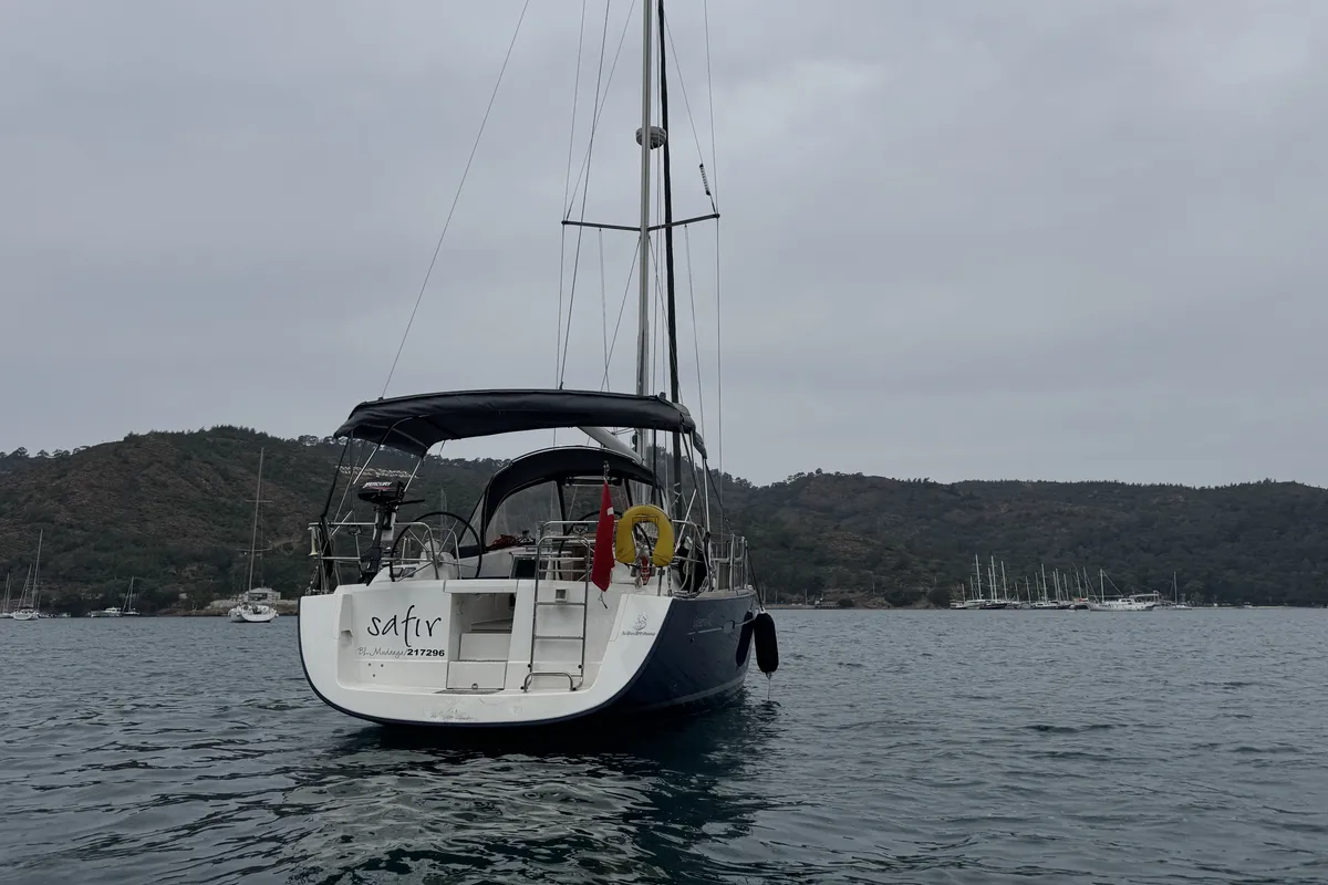 Exterior view of Premium, a Beneteau Oceanis 40 sailboat at Fethiye, Turkey