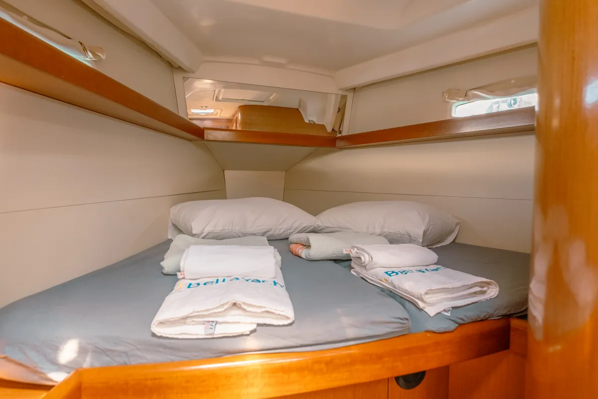 Cabin on Premium, a Beneteau Oceanis 40 sailboat at Fethiye, Turkey