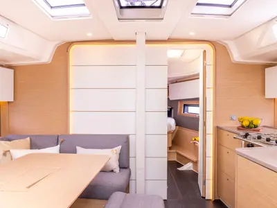 Salon of Sunsail 41.3 Premium, a Dufour 41 sailboat at Općina Marina, Croatia