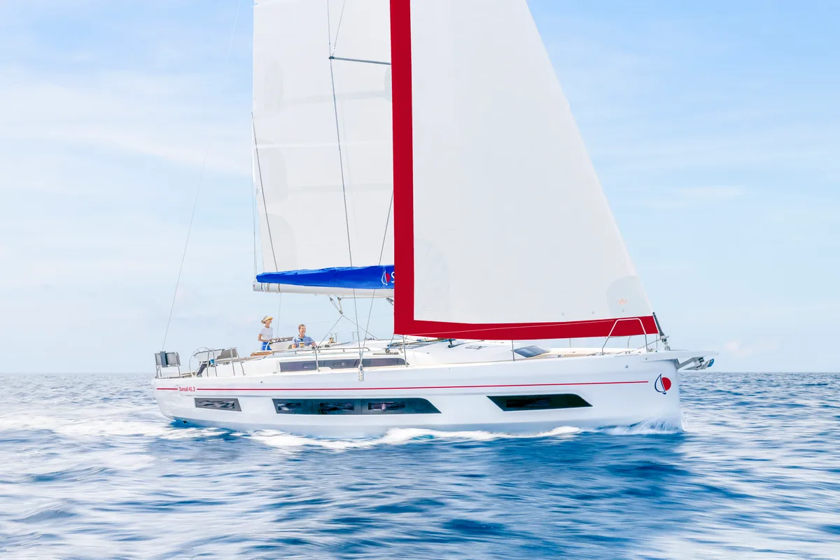 Exterior view of Sunsail 41.3 Premium, a Dufour 41 sailboat at Općina Marina, Croatia