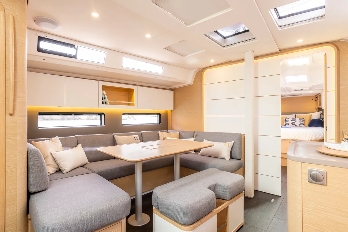 Salon of Sunsail 41.3 Premium, a Dufour 41 sailboat at Općina Marina, Croatia