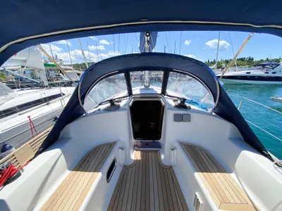 Cockpit of Rožmarinka, a Dufour 325 GL sailboat at Portorož / Portorose, Slovenia