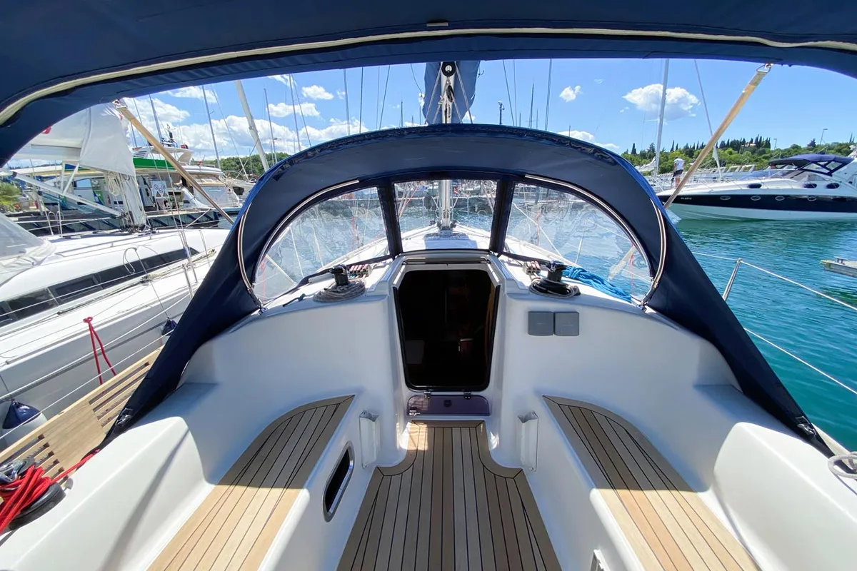 Cockpit of Rožmarinka, a Dufour 325 GL sailboat at Portorož / Portorose, Slovenia