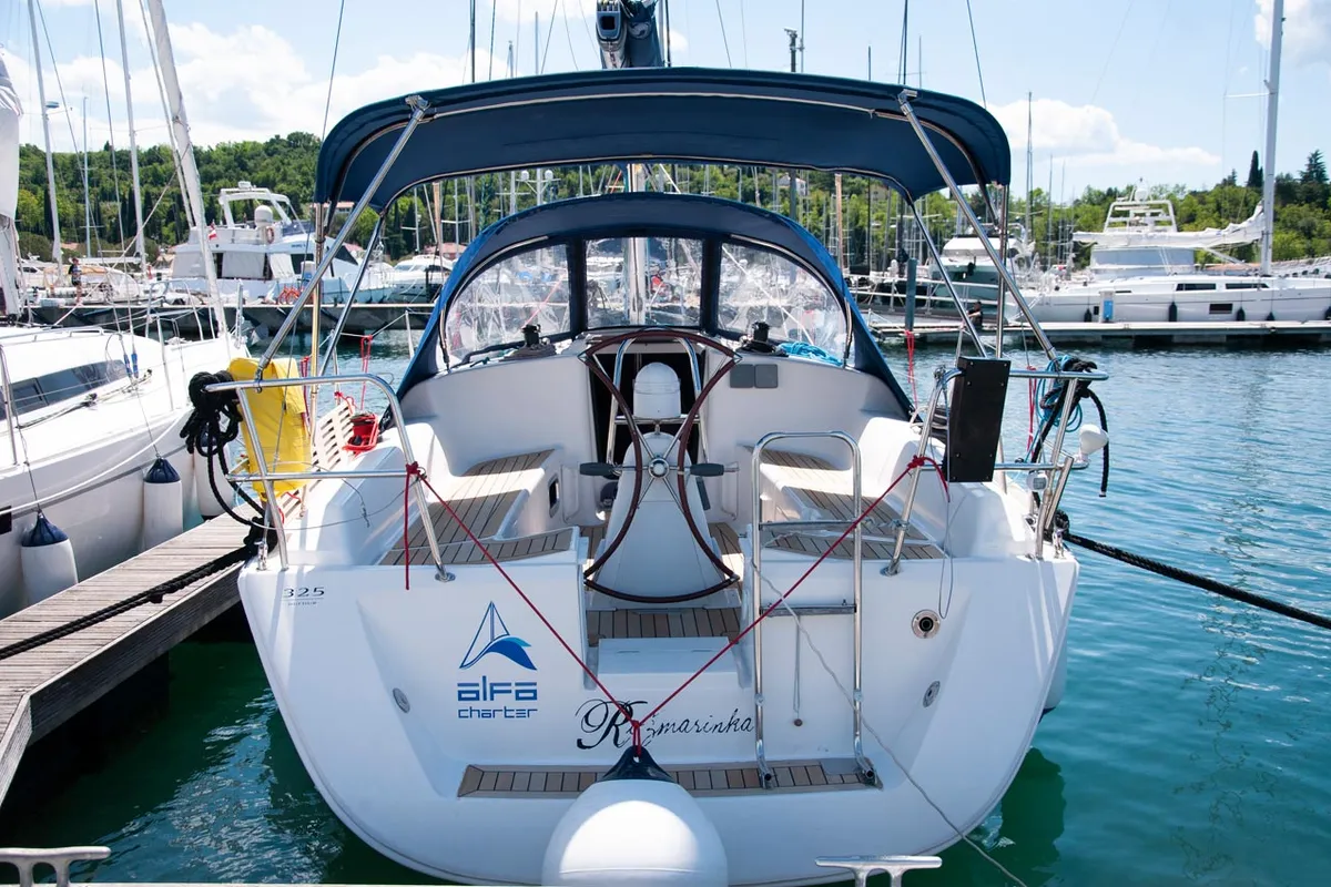 Exterior view of Rožmarinka, a Dufour 325 GL sailboat at Portorož / Portorose, Slovenia