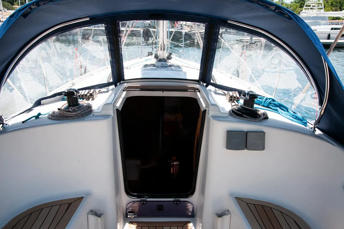Cockpit of Rožmarinka, a Dufour 325 GL sailboat at Portorož / Portorose, Slovenia