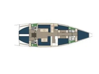 Floor plan of no_name, a D&D Kufner 54 sailboat at Općina Sukošan, Croatia