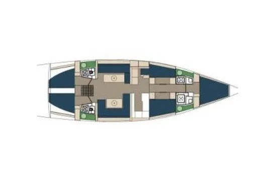 Floor plan of no_name, a D&D Kufner 54 sailboat at Općina Sukošan, Croatia