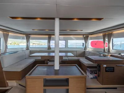 Salon of Katka, a Lagoon 50 catamaran at Grad Kaštela, Croatia