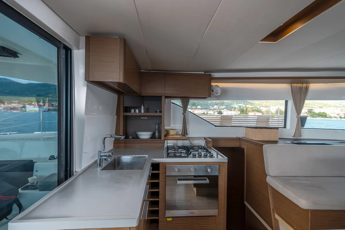 Galley of Katka, a Lagoon 50 catamaran at Grad Kaštela, Croatia