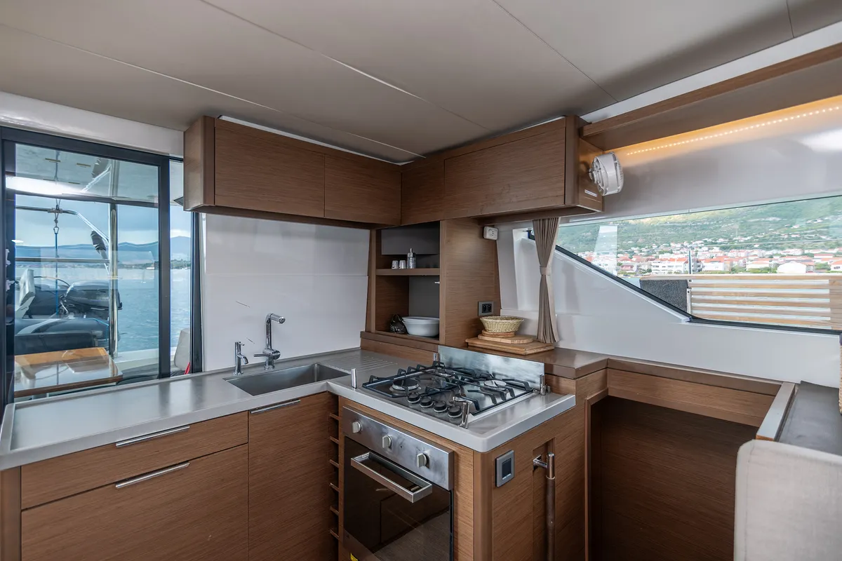 Galley of Katka, a Lagoon 50 catamaran at Grad Kaštela, Croatia