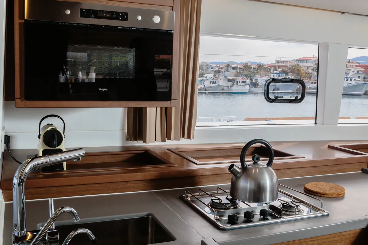 Galley of Didyme - Standard line, a Lagoon 450 catamaran at Olbia, Italy