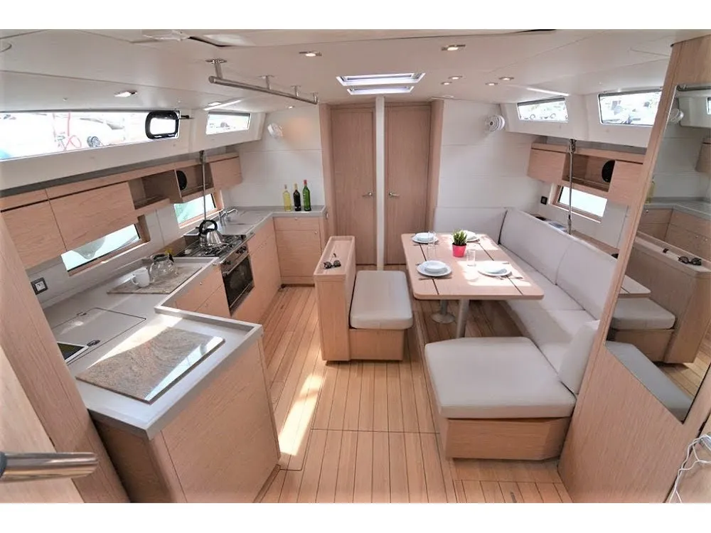 Salon of FriendSEAp, a Beneteau Oceanis 46.1 sailboat at Municipal Unit of Lefkada, Greece