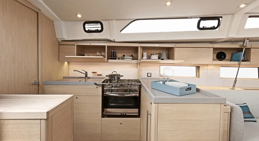 Galley of FriendSEAp, a Beneteau Oceanis 46.1 sailboat at Municipal Unit of Lefkada, Greece