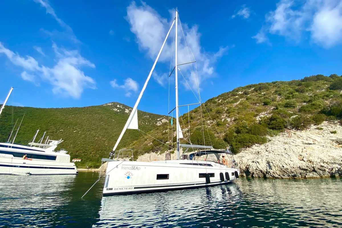 Exterior view of FriendSEAp, a Beneteau Oceanis 46.1 sailboat at Municipal Unit of Lefkada, Greece