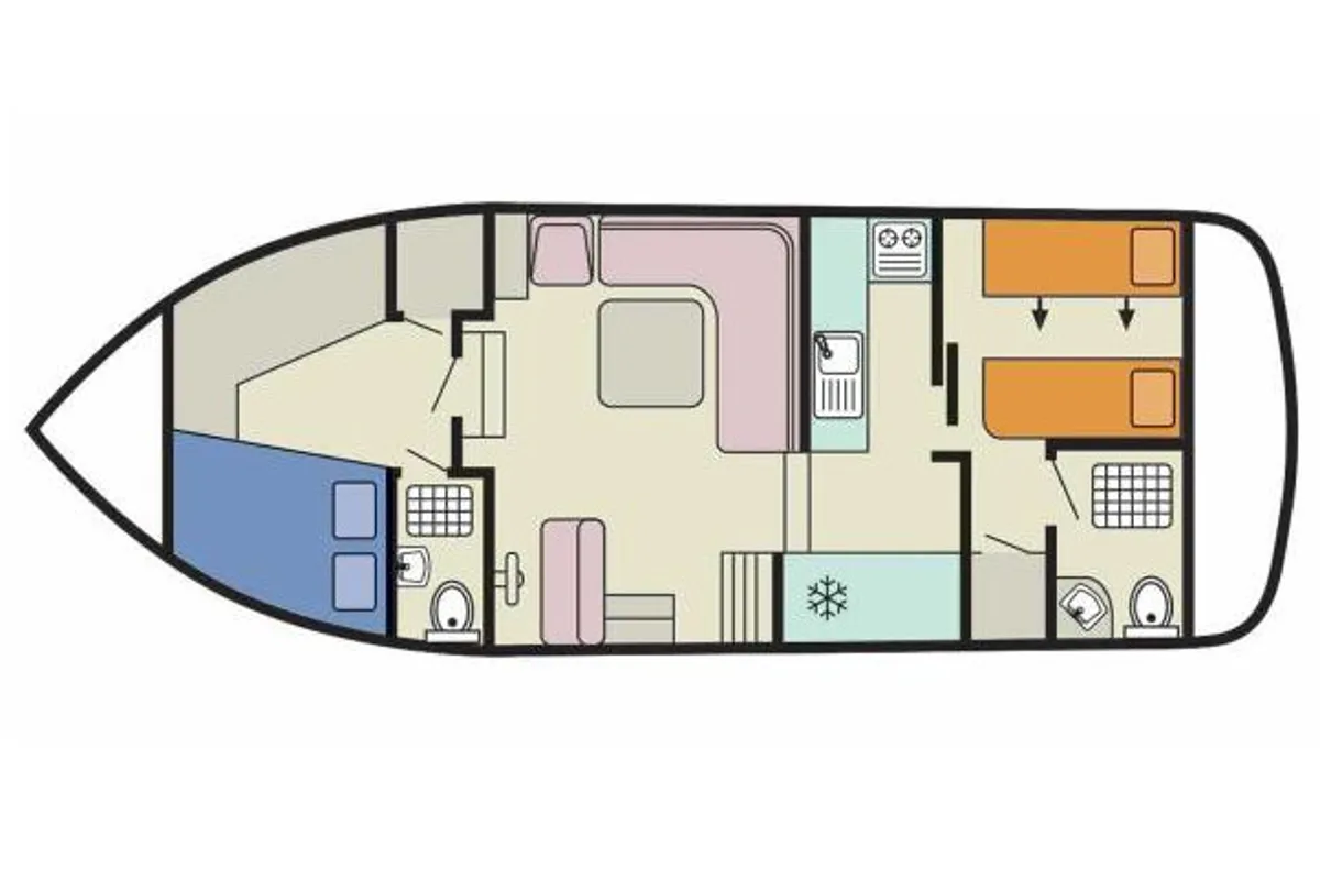 Floor plan of Corvette A - Budget 3, a Cygnet Corvette A motorboat at Hesse, France