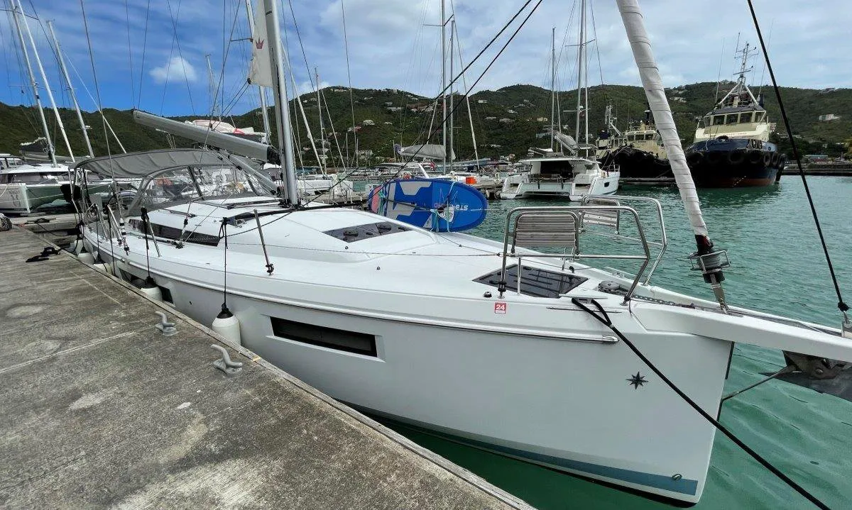 Exterior view of White Cap, a Jeanneau Sun Odyssey 440 sailboat at Road Town, British Virgin Islands