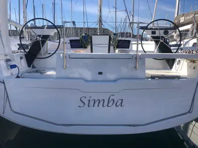 Cockpit of Simba, a Dufour 41 sailboat at Tonnarella, Italy