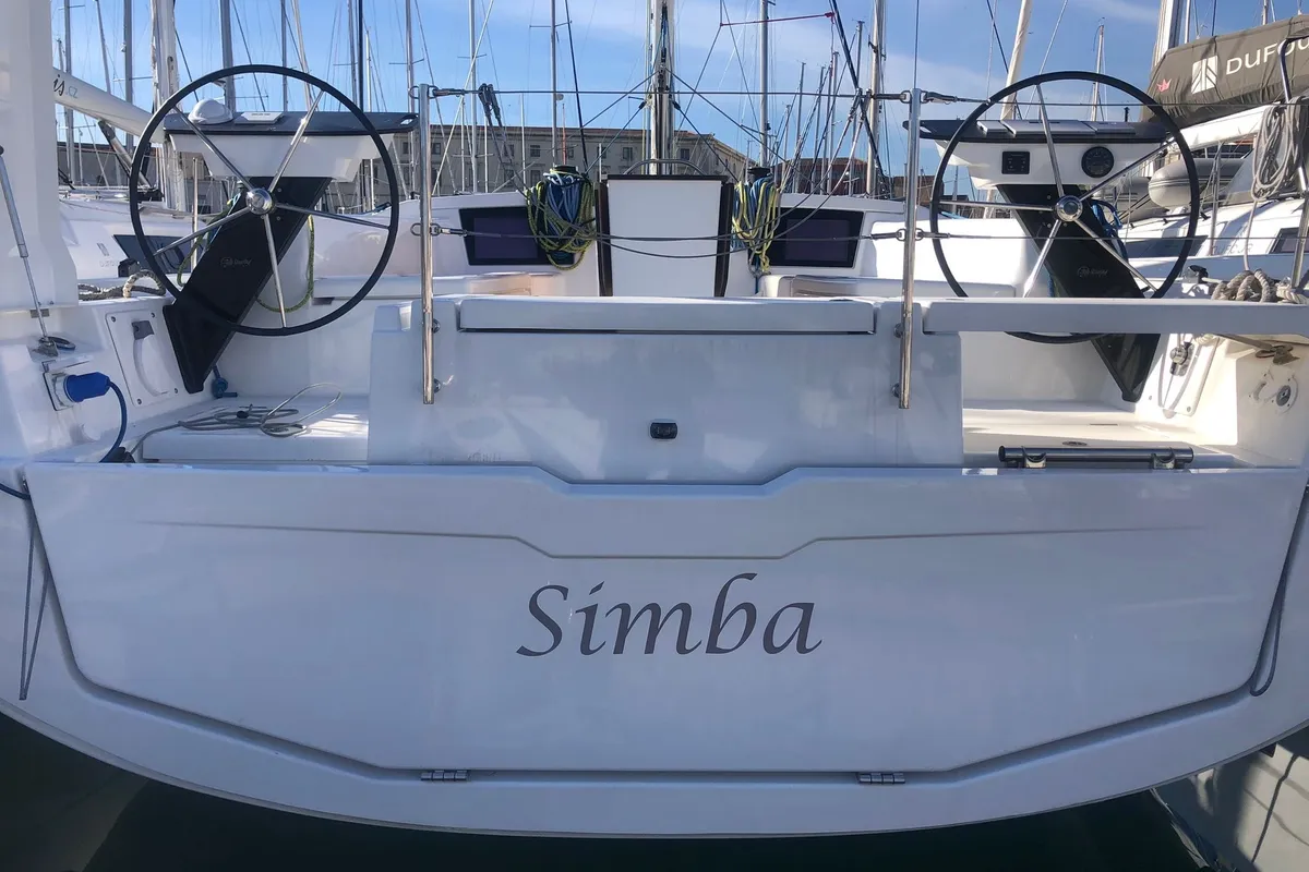 Cockpit of Simba, a Dufour 41 sailboat at Tonnarella, Italy