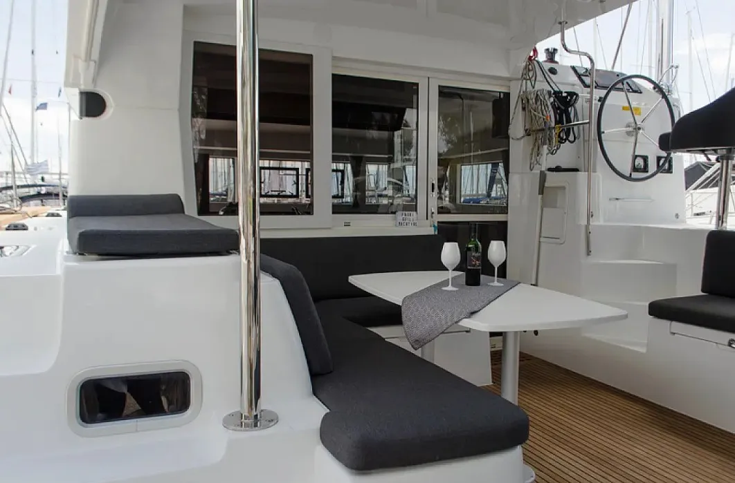 Deck of Anemoni, a Lagoon 40 catamaran at Preveza, Greece