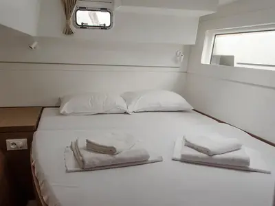 Cabin on Anemoni, a Lagoon 40 catamaran at Preveza, Greece