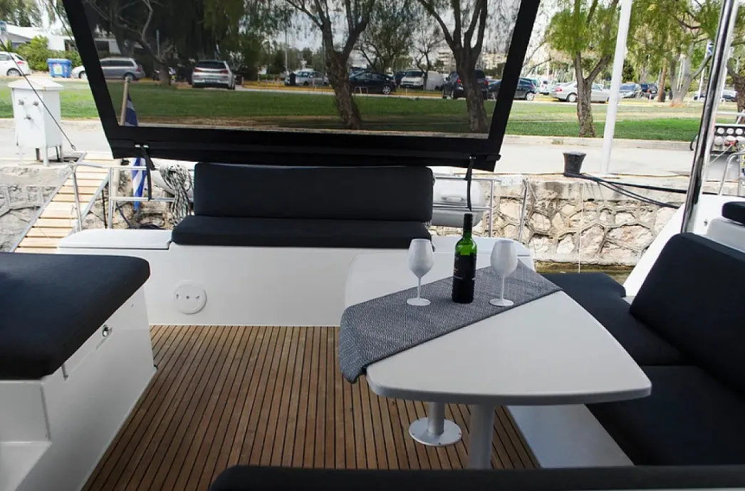 Deck of Anemoni, a Lagoon 40 catamaran at Preveza, Greece