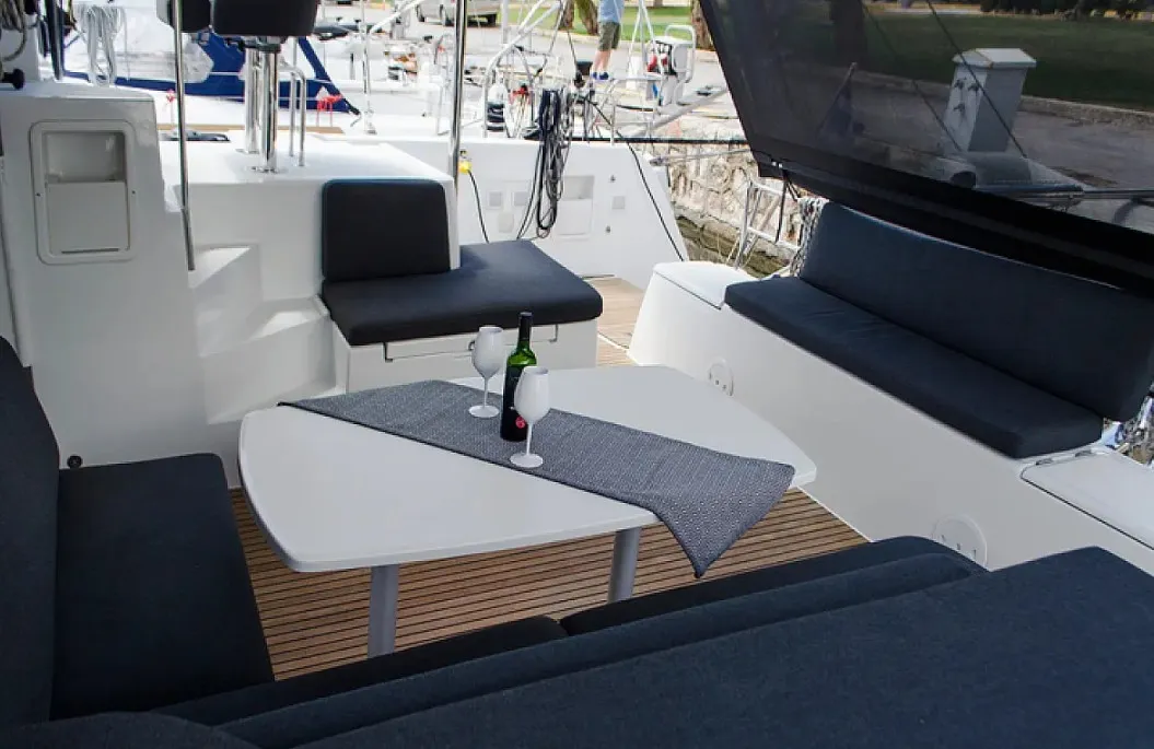 Deck of Anemoni, a Lagoon 40 catamaran at Preveza, Greece