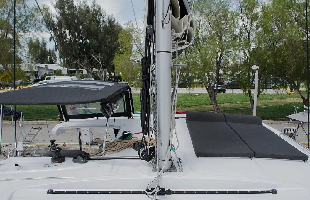 Deck of Anemoni, a Lagoon 40 catamaran at Preveza, Greece