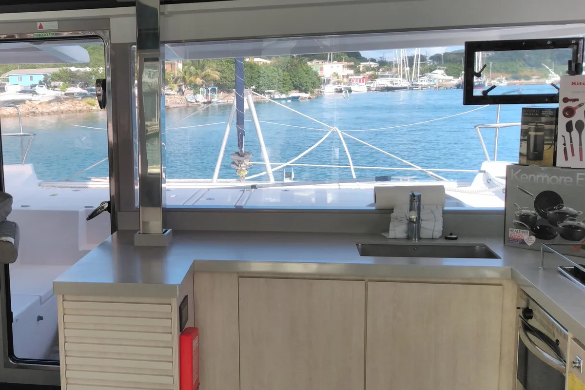 Sealma, a Leopard 45 catamaran at Ribishi, Saint Vincent and the Grenadines