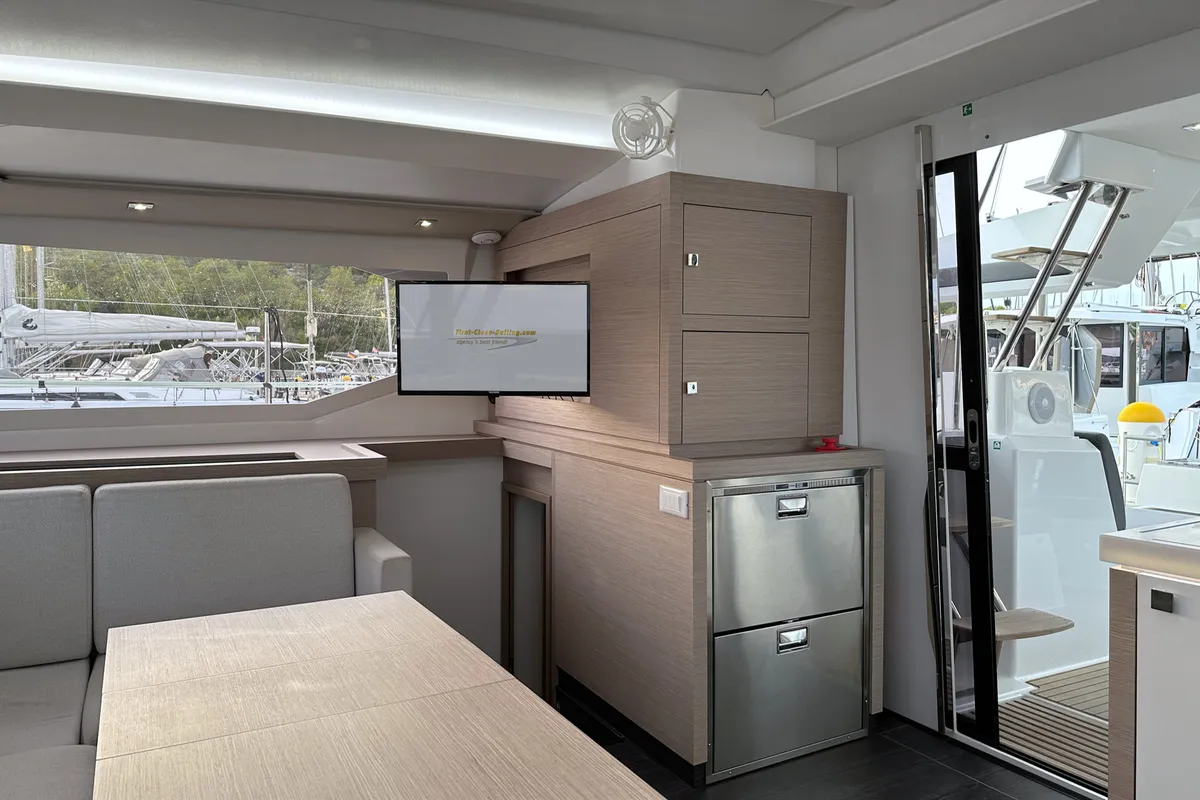 Salon of Arisa, a Fountaine Pajot Astrea 42 catamaran at Općina Rogoznica, Croatia