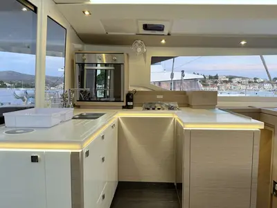 Galley of Arisa, a Fountaine Pajot Astrea 42 catamaran at Općina Rogoznica, Croatia