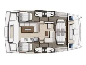 Floor plan of Kos 40 , a Bali Catspace catamaran at Sipias Municipal Unit, Greece
