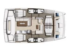 Floor plan of Kos 40 , a Bali Catspace catamaran at Sipias Municipal Unit, Greece